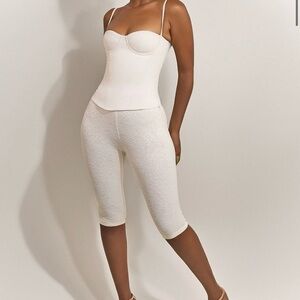 Elegant White Lace Corset and Capri Set